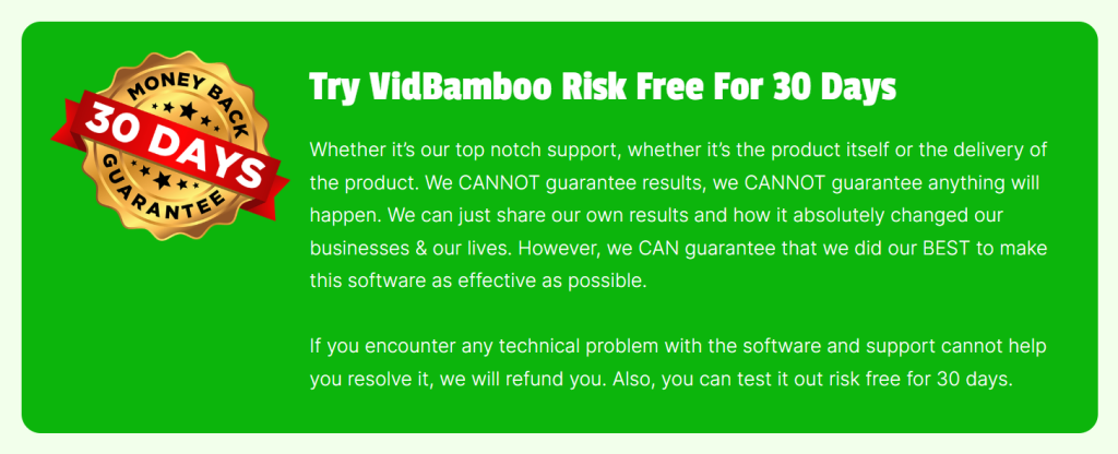 VidBamboo Guarantee