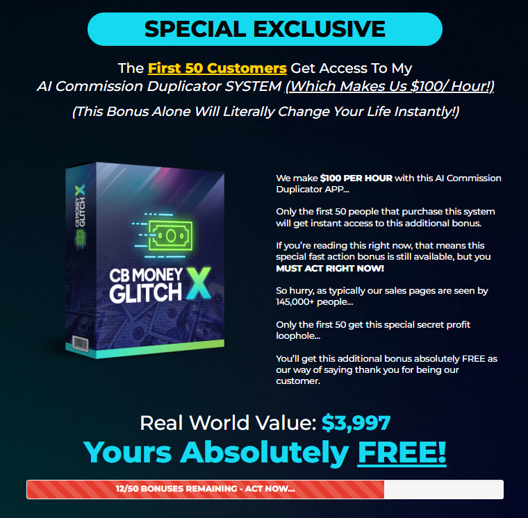 CB MONEY GLITCH X bonus