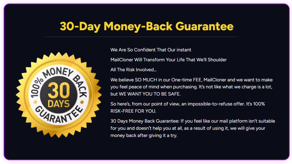 MailCloner guarantee